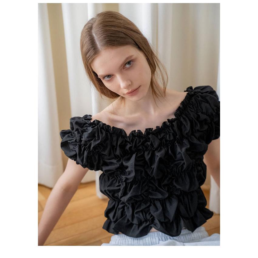 ウィルフリー WILLFULLY トップス whip shirring stripe 2way tops ホイップシャーリングストライプツーウェイトップス 半袖 ミドル丈 2611-to-36の画像