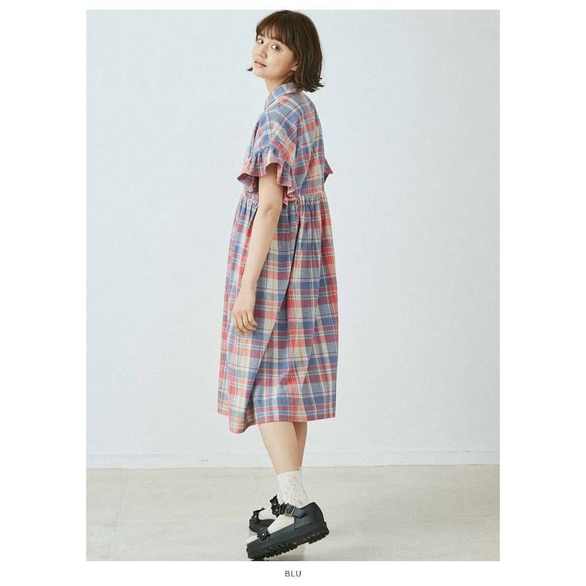 メリージェニー Merry Jenny 通販 チェックフリルスリーブワンピース レディース ワンピース ミディアム丈 半袖 チェック フリル フリルスリーブ バッグ ワンピースのダブルハート 通販 Yahoo ショッピング