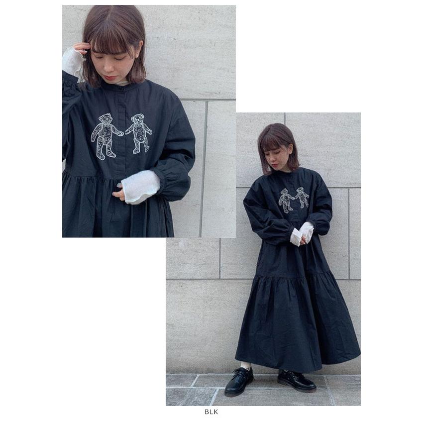 Sale メリージェニー Merry Jenny 秋冬 通販 Bear刺繍シャツワンピース レディース ワンピース ロング丈 長袖 熊 ベアー 刺繍 フレア 人気 定番 バッグ ワンピースのダブルハート 通販 Yahoo ショッピング