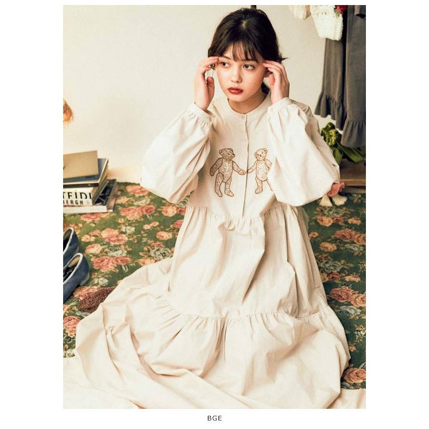 Sale メリージェニー Merry Jenny 秋冬 通販 Bear刺繍シャツワンピース レディース ワンピース ロング丈 長袖 熊 ベアー 刺繍 フレア 人気 定番 バッグ ワンピースのダブルハート 通販 Yahoo ショッピング