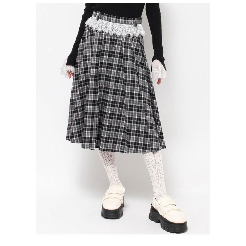 Merry jennyチェックロングスカート merry jenny（メリージェニー） SALE50%OFF ボトムス チェックレース