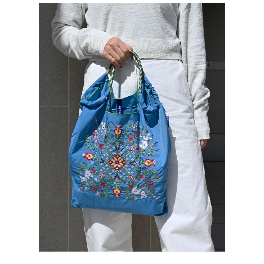 送料無料 Ball＆Chain ボールアンドチェーン 正規品 WITH FLOWER　Mサイズ バッグ クロスステッチ エコバッグ トートバッグ 刺繍 ギフト A4 301074の画像