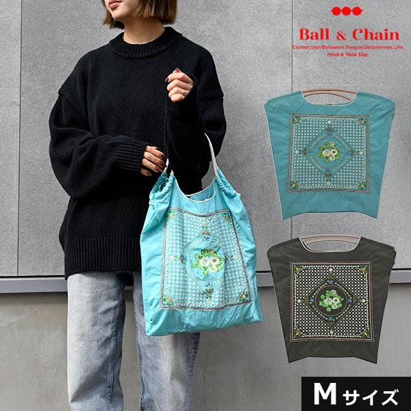 送料無料 Ball＆Chain ボールアンドチェーン 正規品 WHITE CLOVER Mサイズ バッグ フラワー 花柄 エコバッグ トートバッグ 刺繍 ギフト A4 301075 | Ball＆Chain