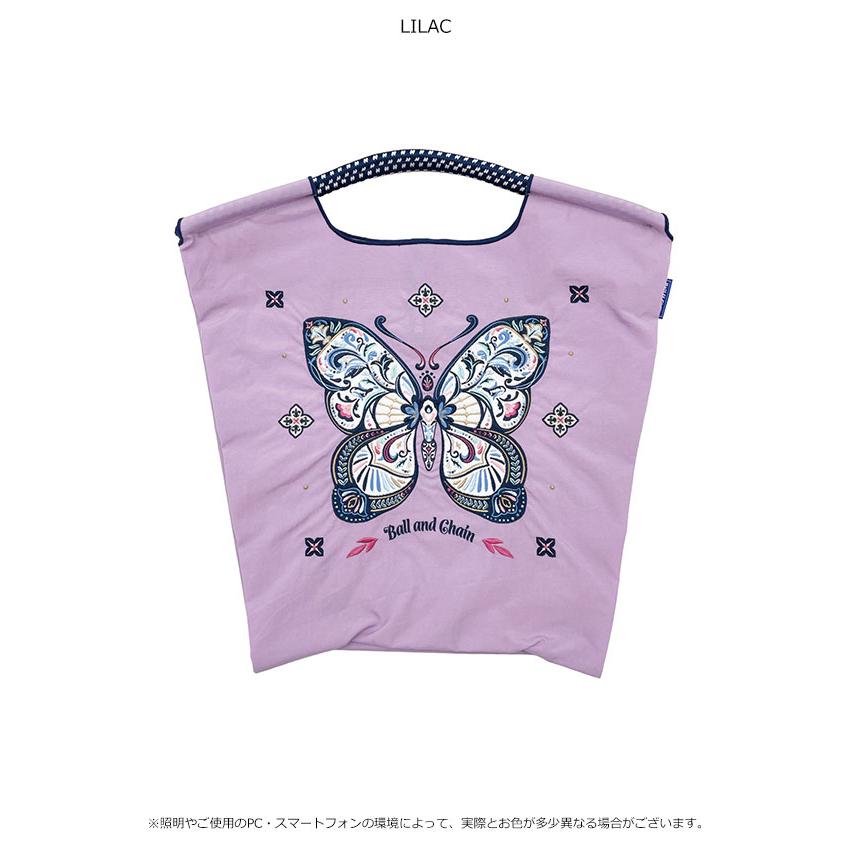 送料無料 ボールアンドチェーン Ball＆Chain 正規品 PAPILLON　Mサイズ ショッピング エコバッグ トートバッグ ショルダー 蝶々 バタフライ 刺繍 ギフト | Ball＆Chain | 02