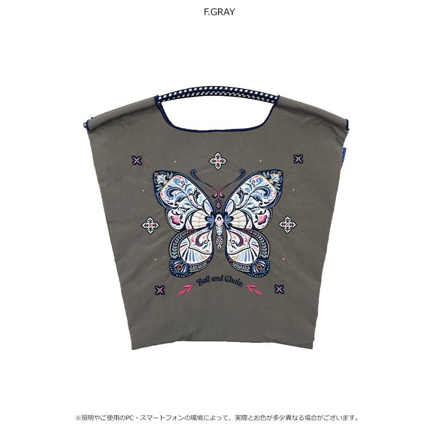 送料無料 ボールアンドチェーン Ball＆Chain 正規品 PAPILLON　Mサイズ ショッピング エコバッグ トートバッグ ショルダー 蝶々 バタフライ 刺繍 ギフト | Ball＆Chain | 03