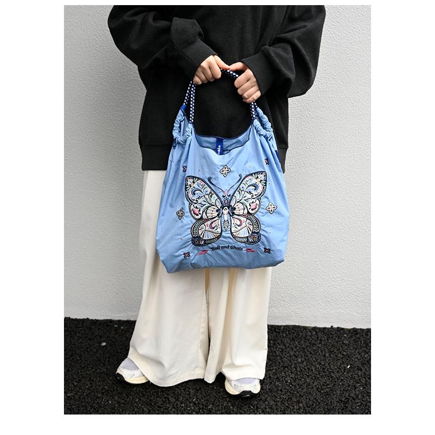 送料無料 ボールアンドチェーン Ball＆Chain 正規品 PAPILLON　Mサイズ ショッピング エコバッグ トートバッグ ショルダー 蝶々 バタフライ 刺繍 ギフト | Ball＆Chain | 06
