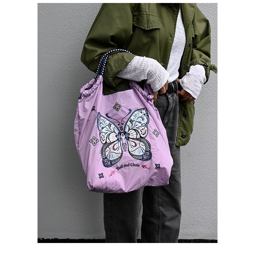 送料無料 ボールアンドチェーン Ball＆Chain 正規品 PAPILLON　Mサイズ ショッピング エコバッグ トートバッグ ショルダー 蝶々 バタフライ 刺繍 ギフト | Ball＆Chain | 08