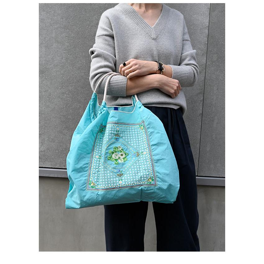 送料無料 Ball＆Chain ボールアンドチェーン 正規品 WHITE CLOVER Lサイズ バッグ フラワー 花柄 エコバッグ トートバッグ 刺繍 ギフト A4 301175 | Ball＆Chain | 05