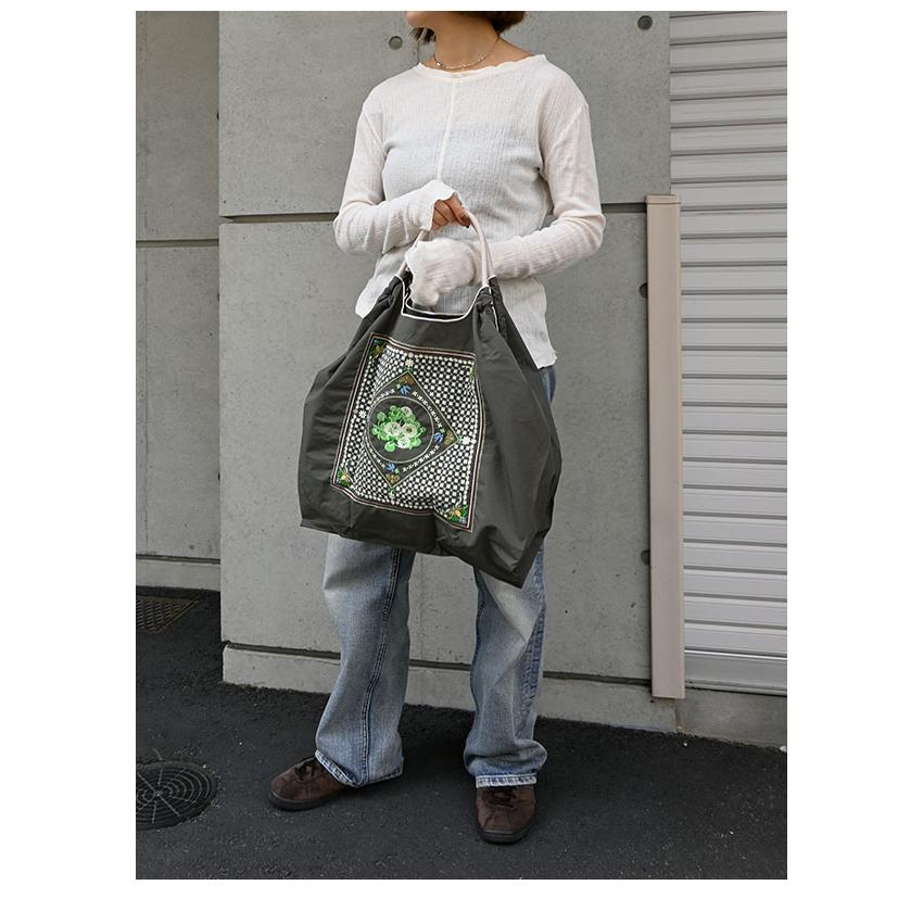 送料無料 Ball＆Chain ボールアンドチェーン 正規品 WHITE CLOVER Lサイズ バッグ フラワー 花柄 エコバッグ トートバッグ 刺繍 ギフト A4 301175 | Ball＆Chain | 08