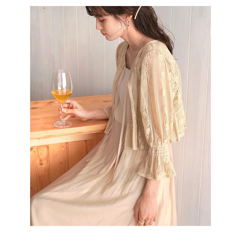 即納】 SALE バブ Bab 24春夏 レースボレロ+キャミワンピースSET  