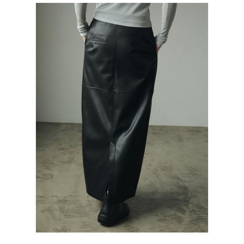 anuke 2024FallWinter アンヌーク ボトムス Ecoleather Tight Skirt 10月上旬〜下旬予約 エコレザータイトスカート ロング丈 スリット 24秋冬 62420103｜doubleheart｜06