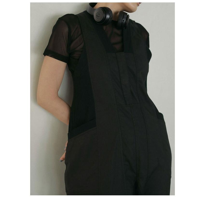 anuke】 Drawstring Vneck Combinaison 黒38