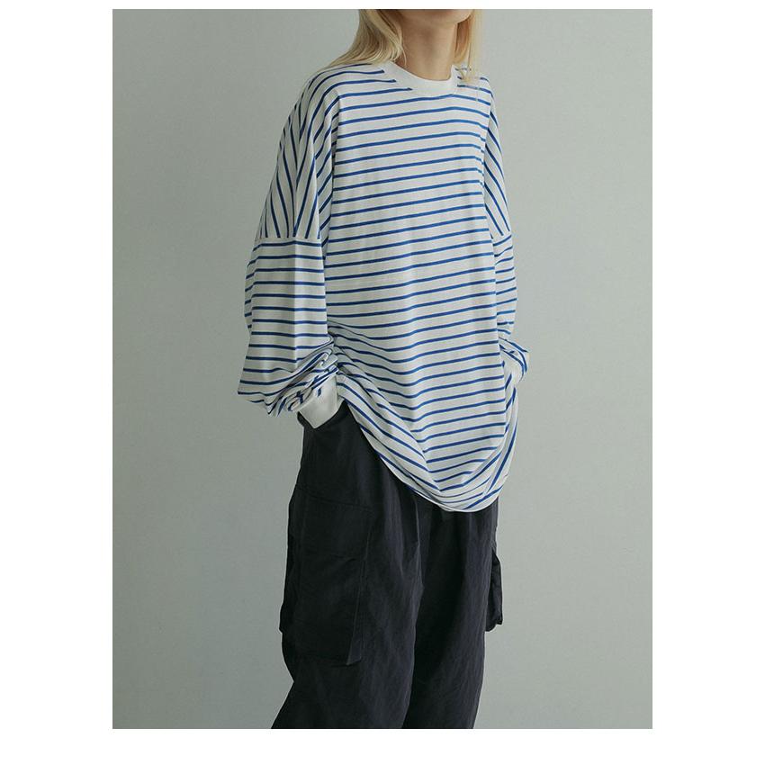 ストライプ柄 長袖Tシャツ　アンヌーク anuke アンヌーク 2025SpringSummer トップス Pattern Big Long