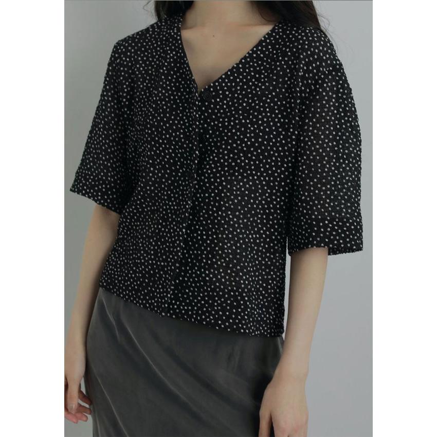 anuke＊トップス anuke（アンヌーク） anuke 2025FallWinter トップス Vneck Dot Blouse