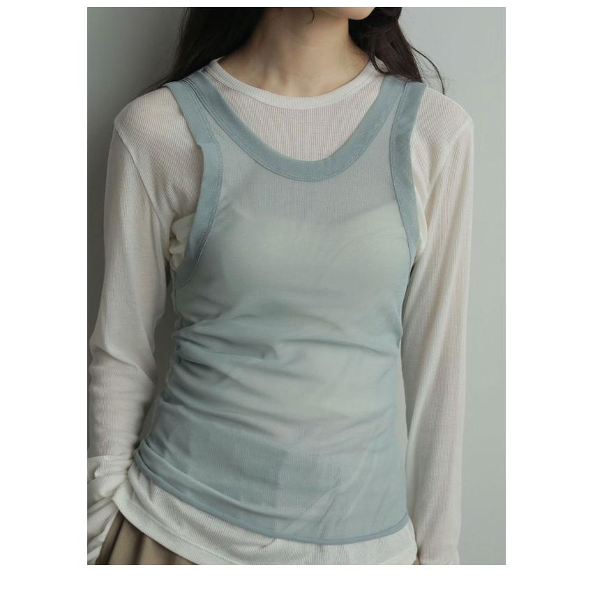 anuke（アンヌーク） anuke 2025FallWinter トップス Tulle Tank Top