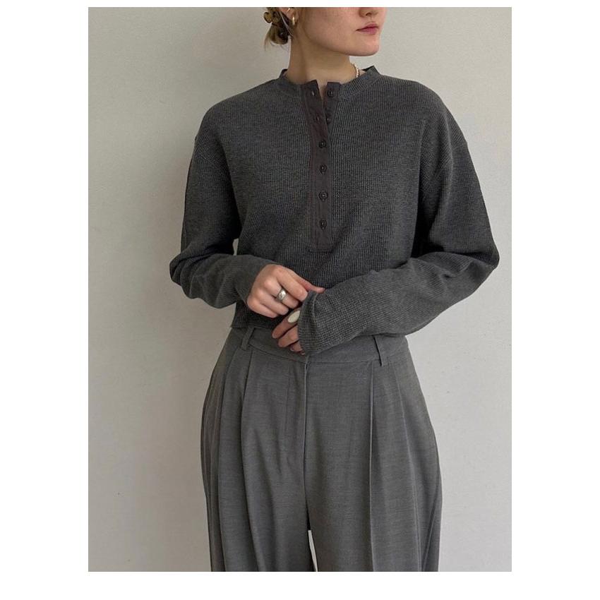 anuke アンヌーク Waffle Henley Tops チャコールグレー ànuke online store（アンヌーク） / Waffle Henley TopsWaffle