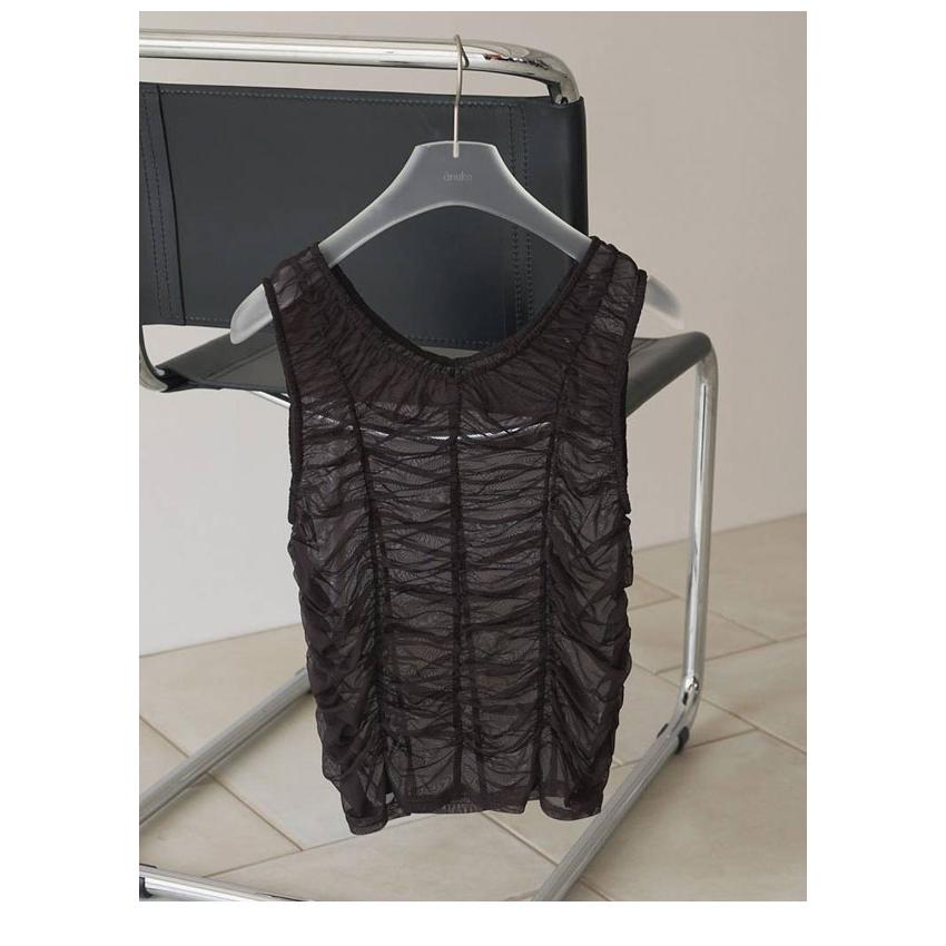 UNDERCOVER シルクギャザータンクトップ 23SS【PRADA】ロゴ入り シルク タンクトップ (PRADA/タンクトップ