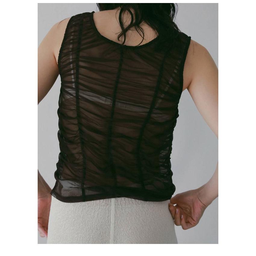 アンヌーク anuke 2026springsummer トップス Tulle Gather Tanktop チュールギャザータンクトップ ノースリーブ 26春夏 62610626_4