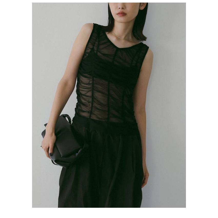 アンヌーク anuke 2026springsummer トップス Tulle Gather Tanktop チュールギャザータンクトップ ノースリーブ 26春夏 62610626_7