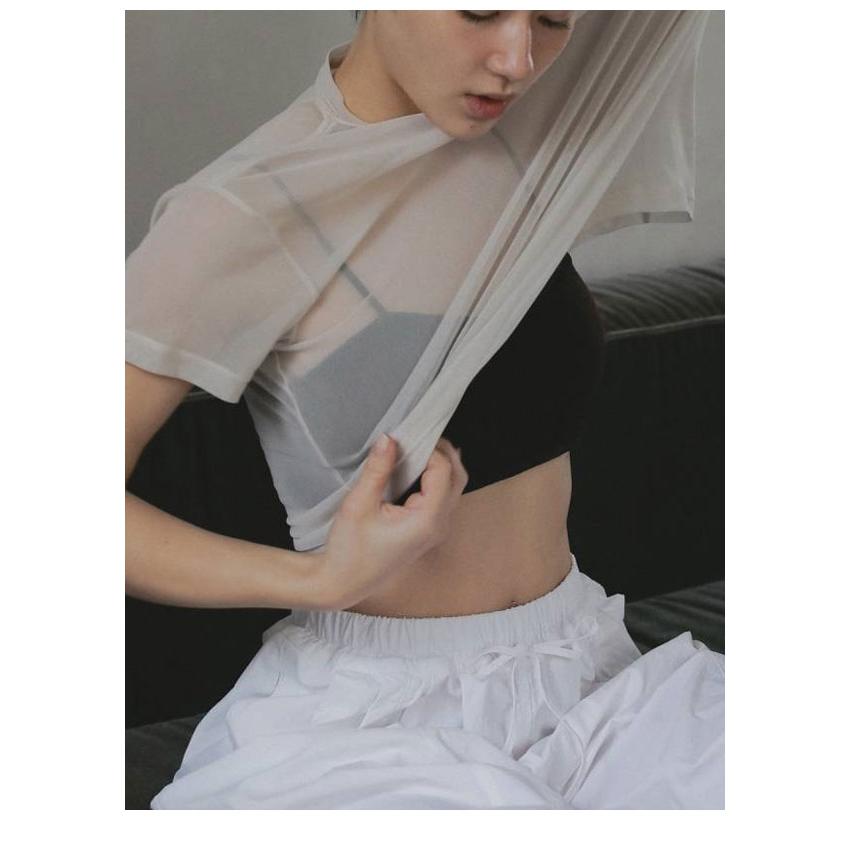 anuke（アンヌーク） anuke 2026springsummer トップス Sheer Tulle T