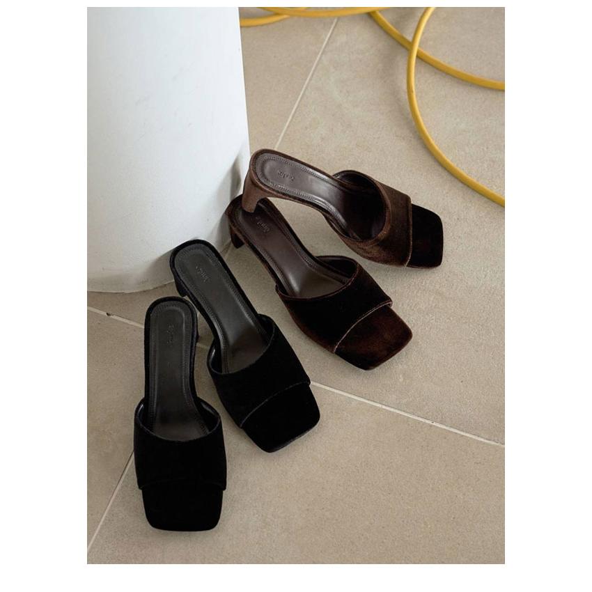 靴 anuke Squaretoe Velour Mule(black) anuke（アンヌーク） anuke 2026Prefall シューズ Squaretoe Velour