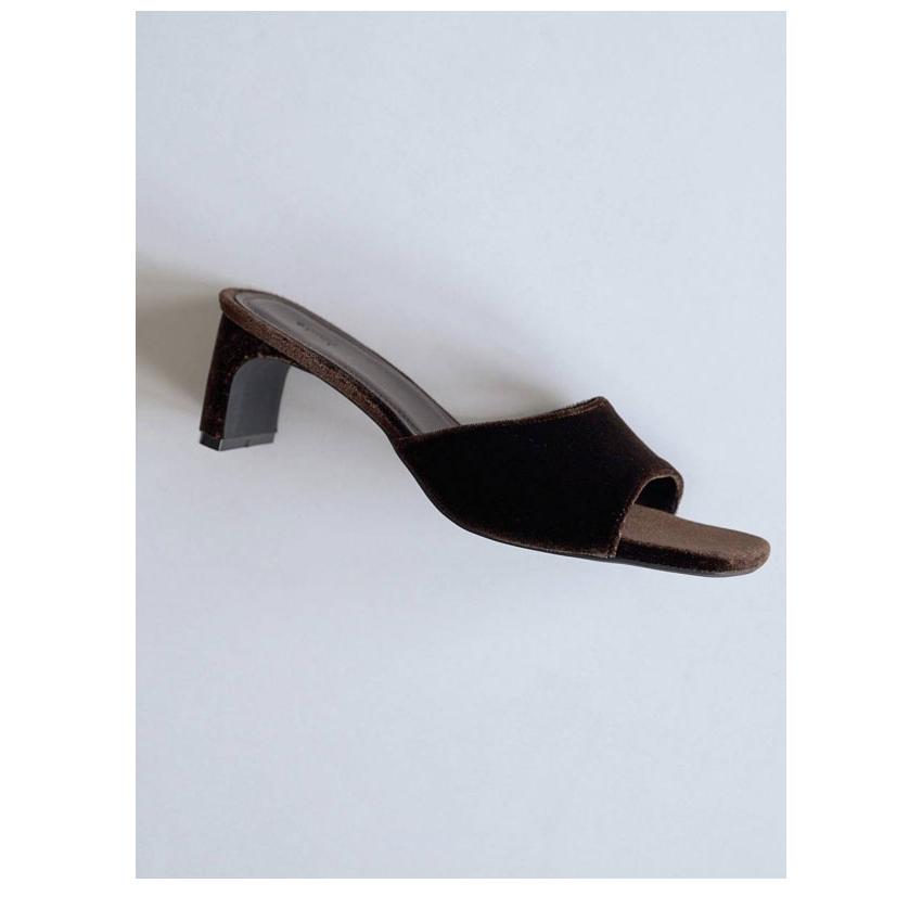 anuke Squaretoe Velour Mule（brown） uu anuke（アンヌーク） anuke 2026Prefall シューズ Squaretoe Velour