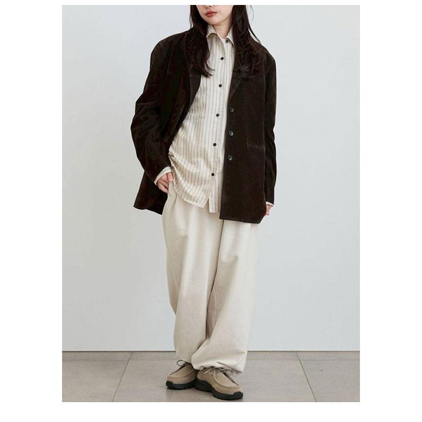 anuke（アンヌーク） anuke 2026winter トップス Opencollar Stripe