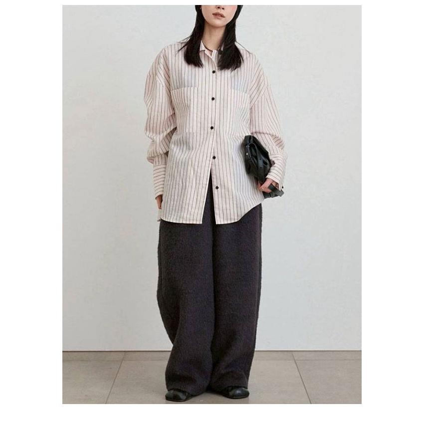 anuke（アンヌーク） anuke 2026winter トップス Opencollar Stripe