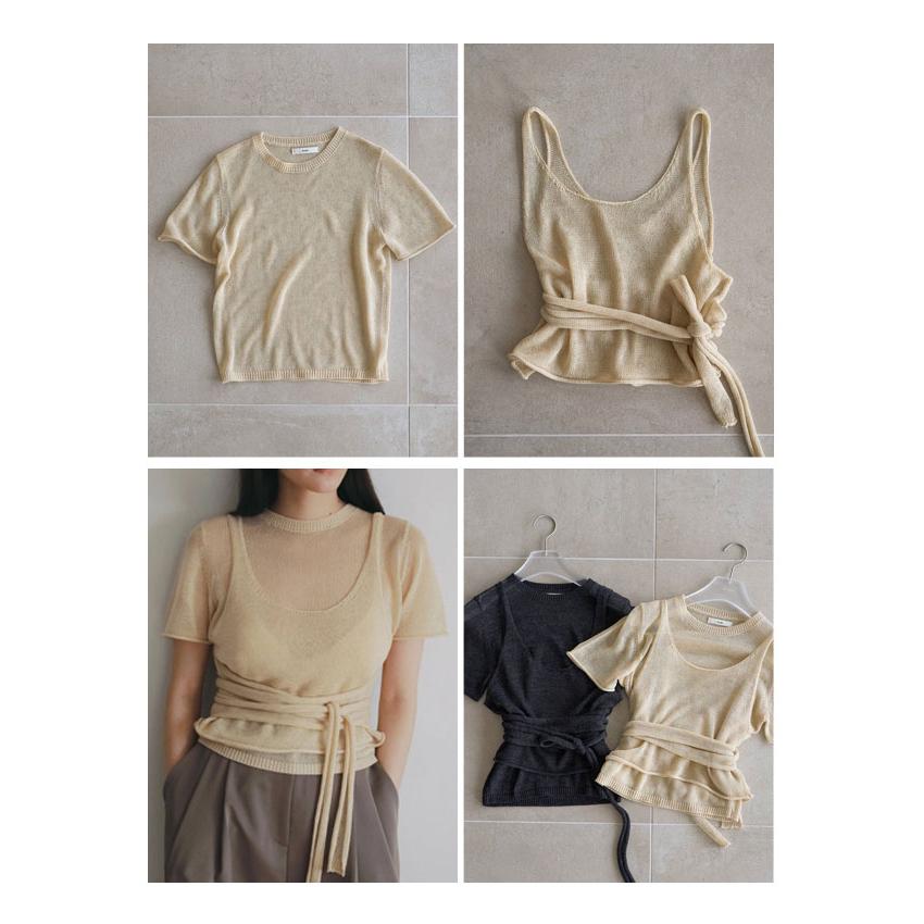 anuke レイヤードニットコンビ モカ anuke（アンヌーク） anuke 2026Prefall トップス Wrapcami Layered