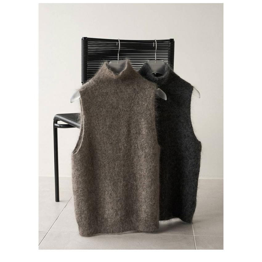 【完売品】ànuke アンヌーク アンゴラニットベスト グレー F クルーネック anuke（アンヌーク） anuke 2026Prefall トップス Sleeveless Mohair