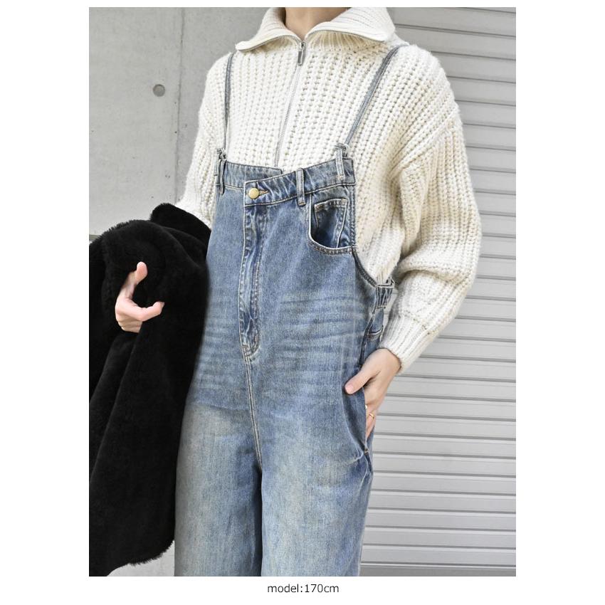 PaulineBleu ポリーヌブロー フロントアシメデニムサロペット ワンピース オールインワン サロペット パンツ ロング丈 |  | 15