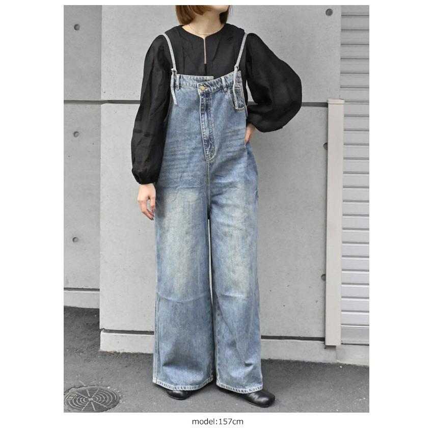 PaulineBleu ポリーヌブロー フロントアシメデニムサロペット ワンピース オールインワン サロペット パンツ ロング丈 |  | 16