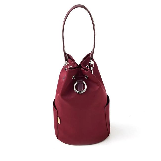 ajewエジュー帆布×牛レザーショルダーバッグ巾着バッグ☆未使用 ajew（エジュー） ajew Drawstring bag バッグ ハンドバッグ 巾着型