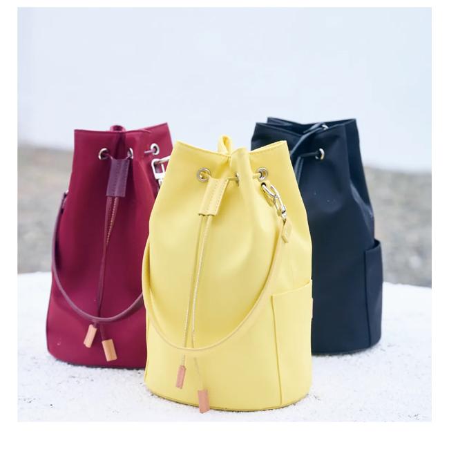 ajewエジュー帆布×牛レザーショルダーバッグ巾着バッグ☆未使用 ajew（エジュー） ajew Drawstring bag バッグ ハンドバッグ 巾着型
