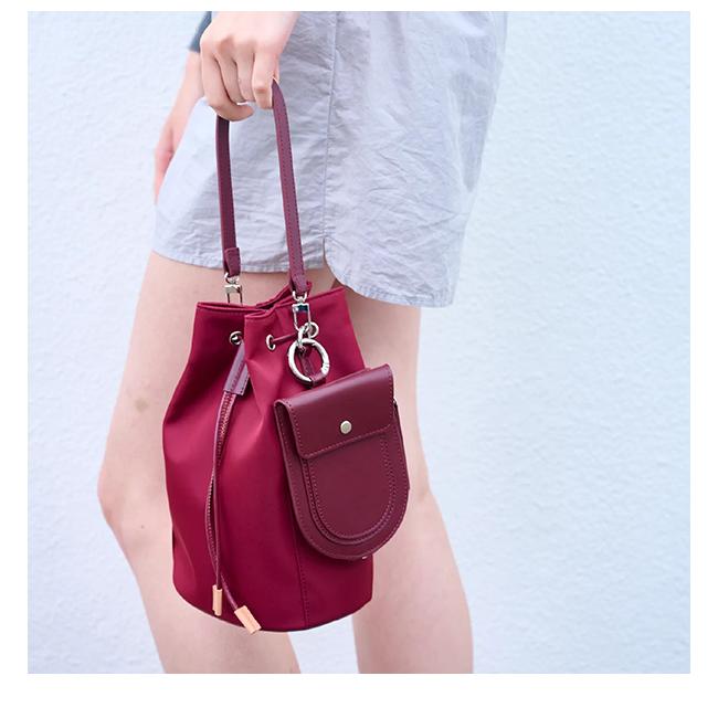 ajewエジュー帆布×牛レザーショルダーバッグ巾着バッグ☆未使用 ajew（エジュー） ajew Drawstring bag バッグ ハンドバッグ 巾着型