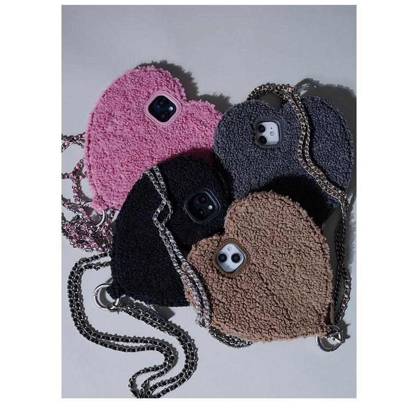 【ajew】dress HEART iPhone15pro/black iPhone15 / black 【fluffy dress HEART】 (発送はご注文から3