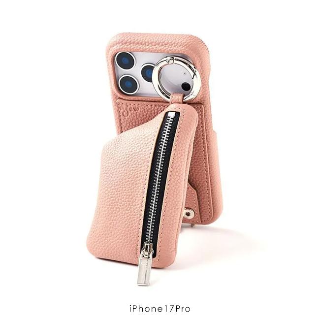 ajew ジッパーポケット付きケース ピンク iPhone14 エジュー ajew 【iPhone14Plus/ProMax対応】 エジュー cadenas zipphone