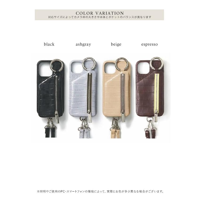 ajew 【iPhone対応】 エジュー cadenas croco zipphone case shoulder