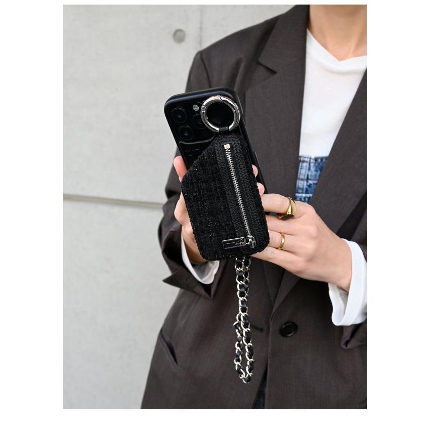 【新品未使用】ajew エジュー iPhone17pro ブラックツイード ajew（エジュー） iPhone対応 ajew tweed cadenas zipphone case