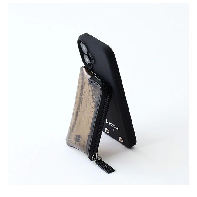 【iPhone対応】 エーシーン A SCENE PVC croco silicon case クロコシリコンケース iPhone17 iPhone16 15 pro 小銭入れ 自立 ajew エジュー as02-044の画像