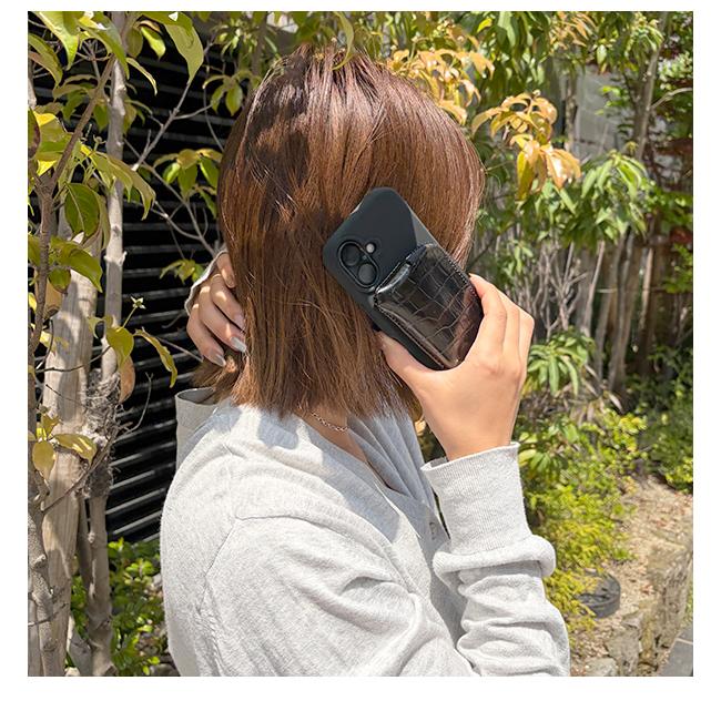 【iPhone対応】 エーシーン A SCENE PVC croco silicon case クロコシリコンケース iPhone17 iPhone16 15 pro 小銭入れ 自立 ajew エジュー as02-044の画像