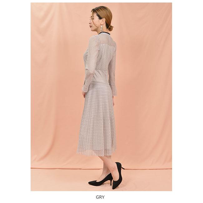 Sale セルフォード Celford 春夏 ボウタイレースワンピース ワンピース ロング丈 長袖 リボン フレア ボウタイ レース プリーツ 透け感 シースルー Cwfo1023 バッグ ワンピースのダブルハート 通販 Yahoo ショッピング