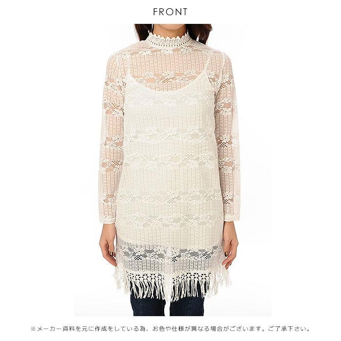 Sale デュラス Duras 裾フリンジレースワンピース ワンピース 春 長袖 レディース 総レース ミニ フリンジ 黒 白 シースルー シアー D Select Shop Double Heart 通販 Yahoo ショッピング