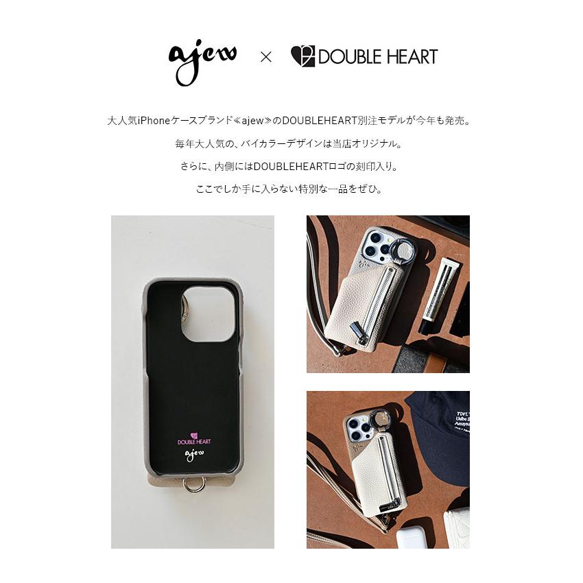 新品、未開封【ajew DOUBLE HEART】iPhone16proケース ajew 【iPhone14Plus/ProMax対応】 エジュー cadenas zipphone