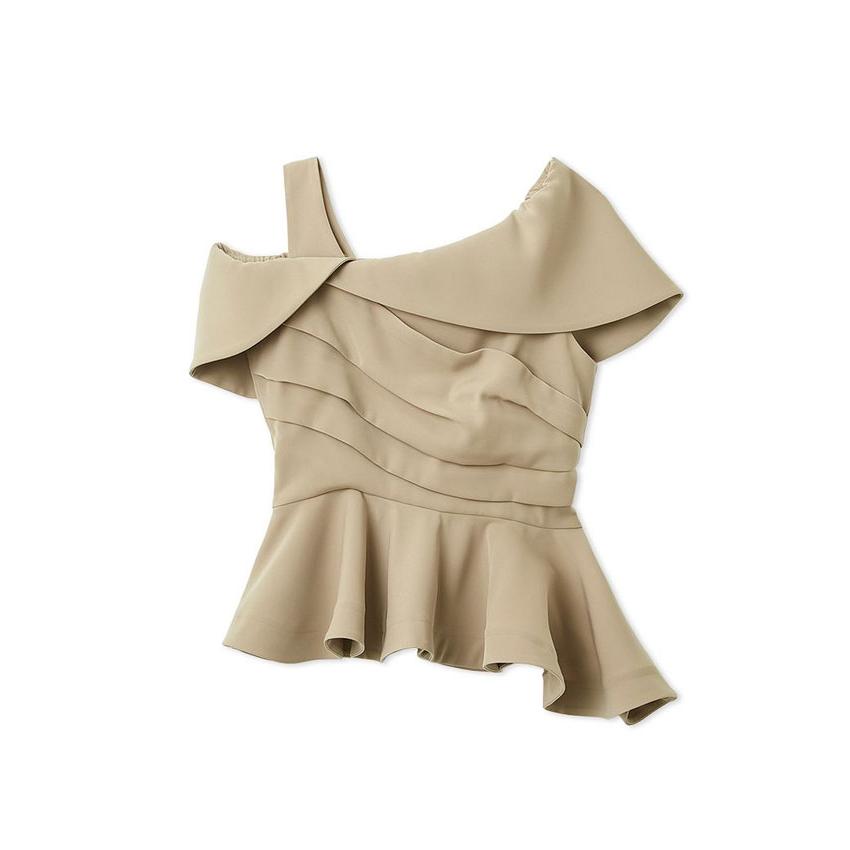 ちゃろ【フレイアイディー】ペプラムトップス★タグ付き新品未使用 サイズ1 フレイ アイディー FRAY I.D オフショルカラーアシメペプラムトップス