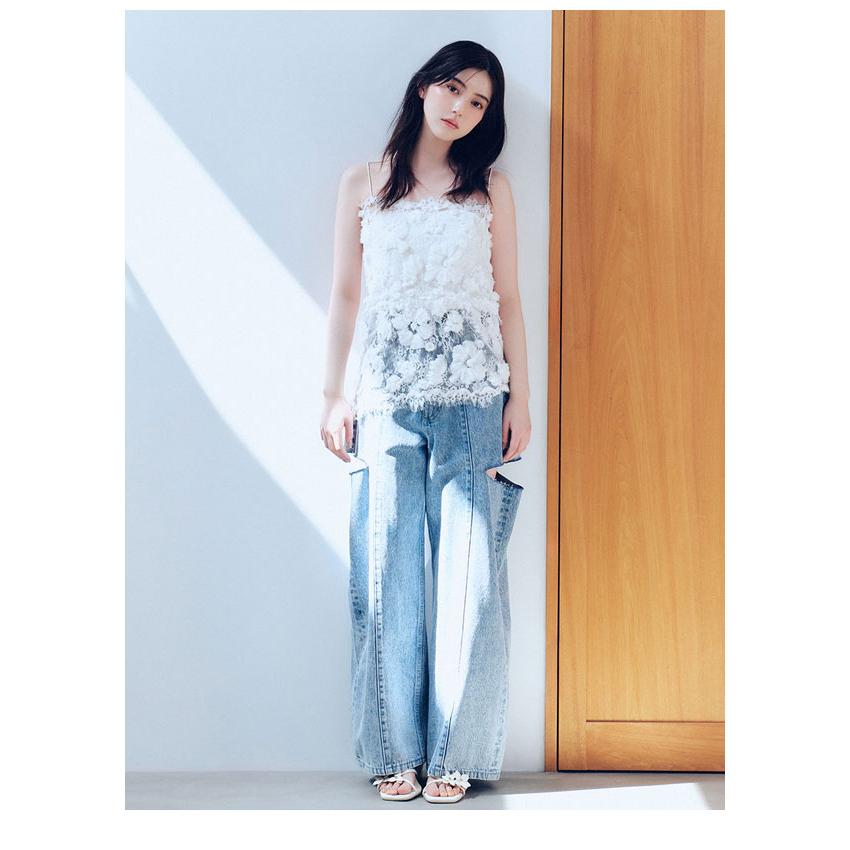 【藍染】キャミソール　くるりブラ＆フンティー FRAY I.D（フレイ・アイディー） トップス 26春夏 フラワーエンブロイ