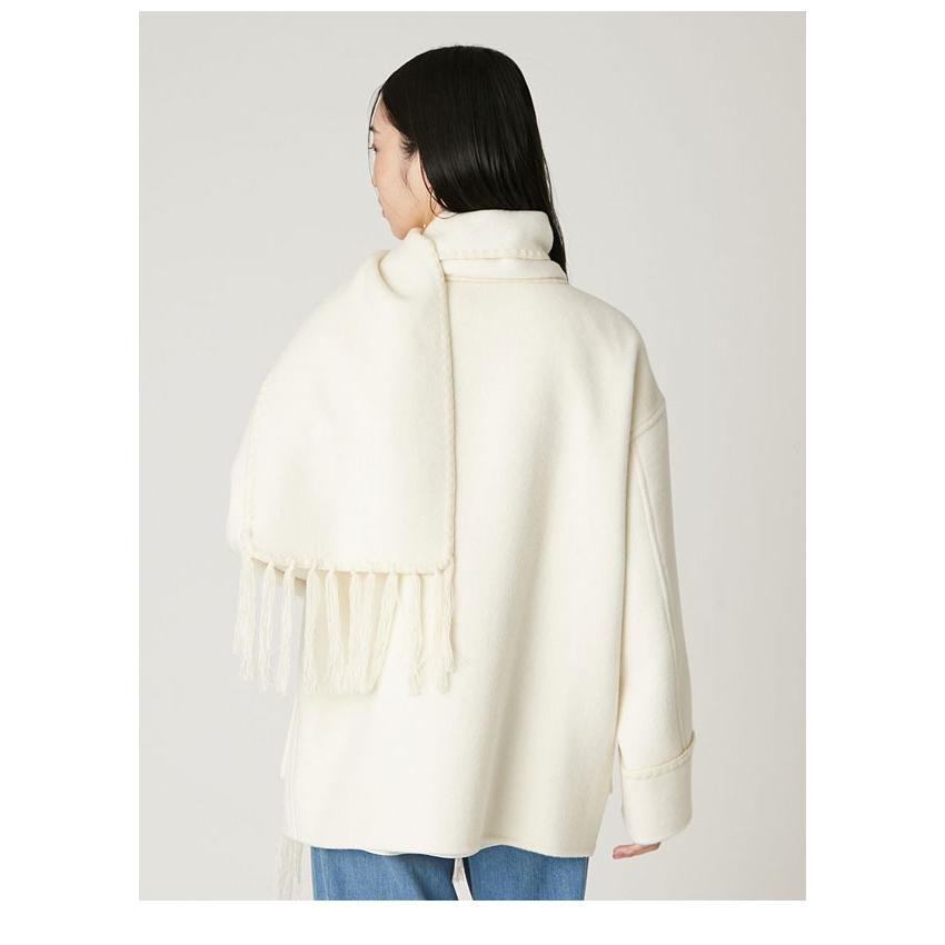 d.i.a. アイボリー ニット ケープコート フリンジ付き FRAY I.D（フレイ・アイディー） SALE30%OF アウター 25秋冬