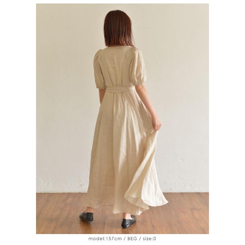 シニアファッション フレイアイディー Fray I D ワンピース ロング カシュクール 半袖 0 ベージュ レディース 超目玉アイテム Carlavista Com