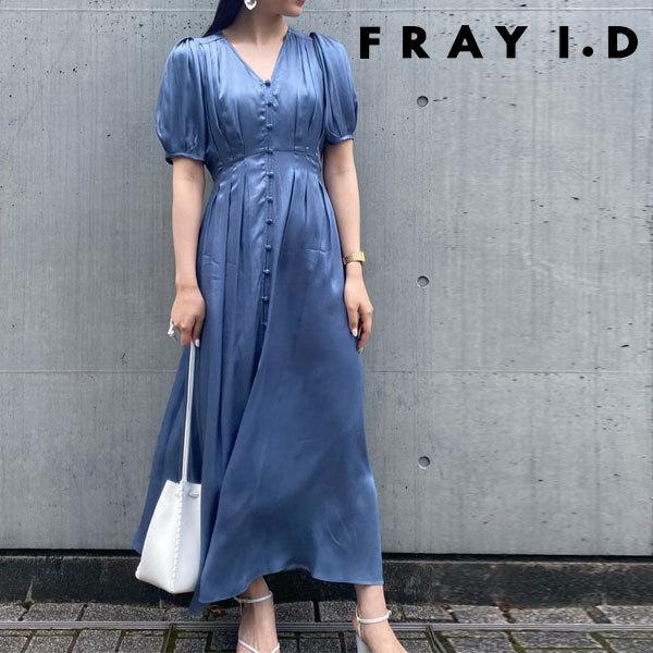Sale フレイアイディー Fray I D 21春夏 楊柳キュプラサテンタックワンピース レディース ワンピース ロング丈 フレア 半袖 無地 サテン Vネック Fwfo2170 Select Shop Double Heart 通販 Yahoo ショッピング