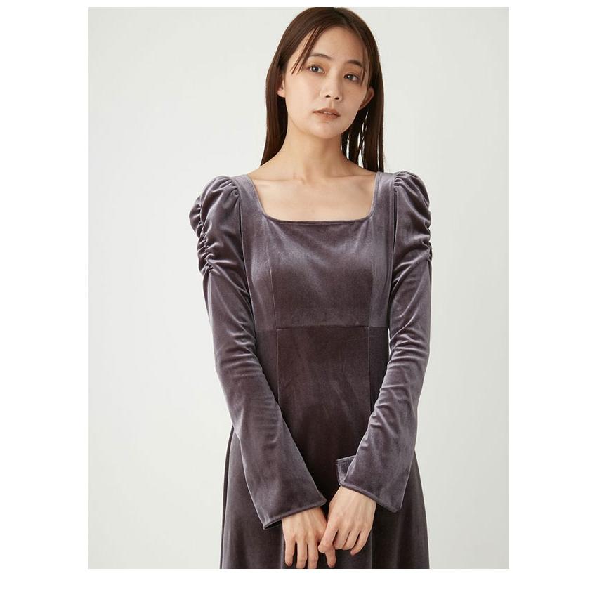 FRAY I.D スクエアネックベロアワンピース サイズ0 FRAY I.D（フレイアイディー）の「スクエアネックベロア